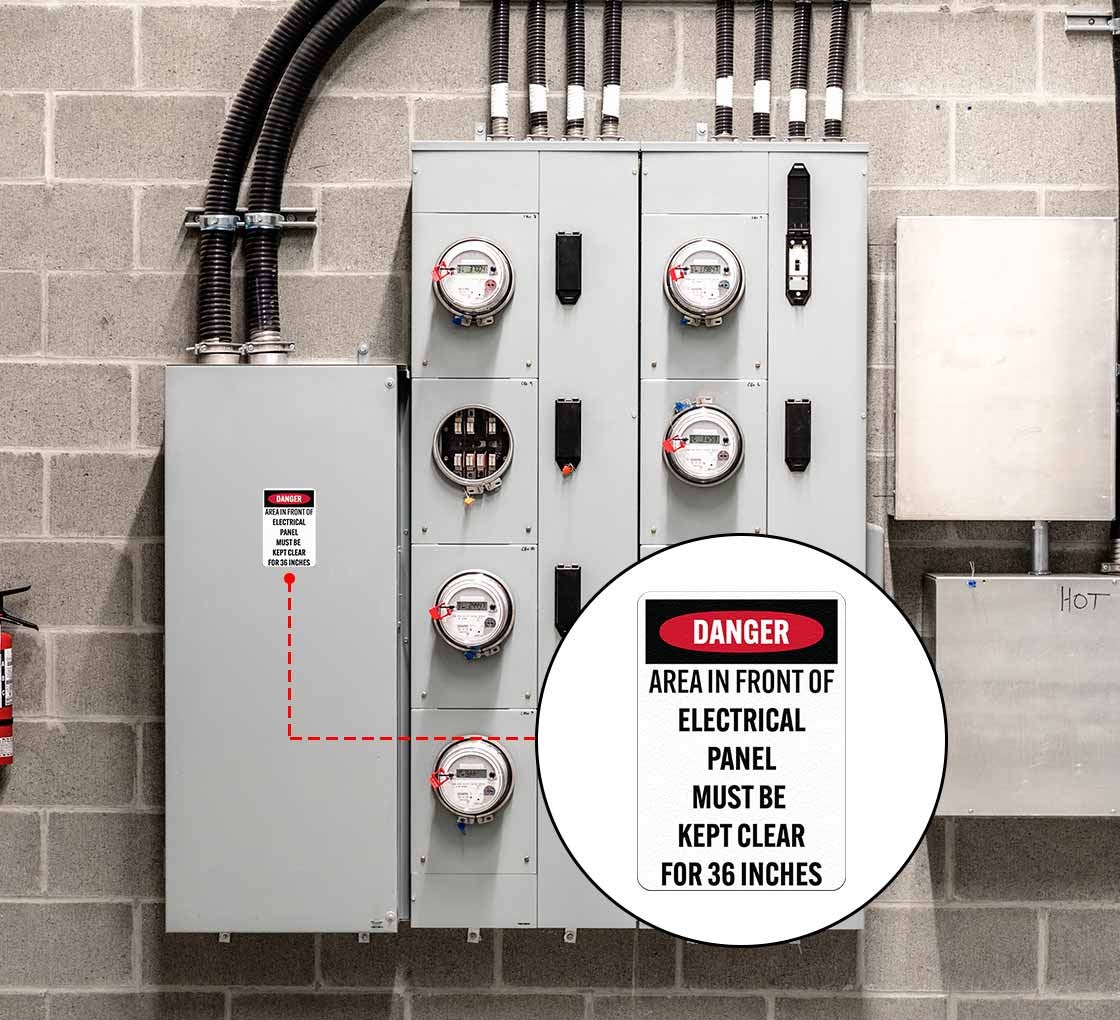 Electrical Panel Must Be Kept Clear Magnetic Sign (Non Reflective)
