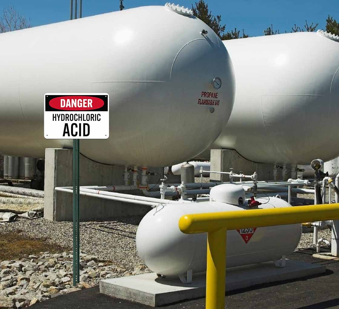 OSHA Hydrochloric Acid Aluminum Sign (Non Reflective)