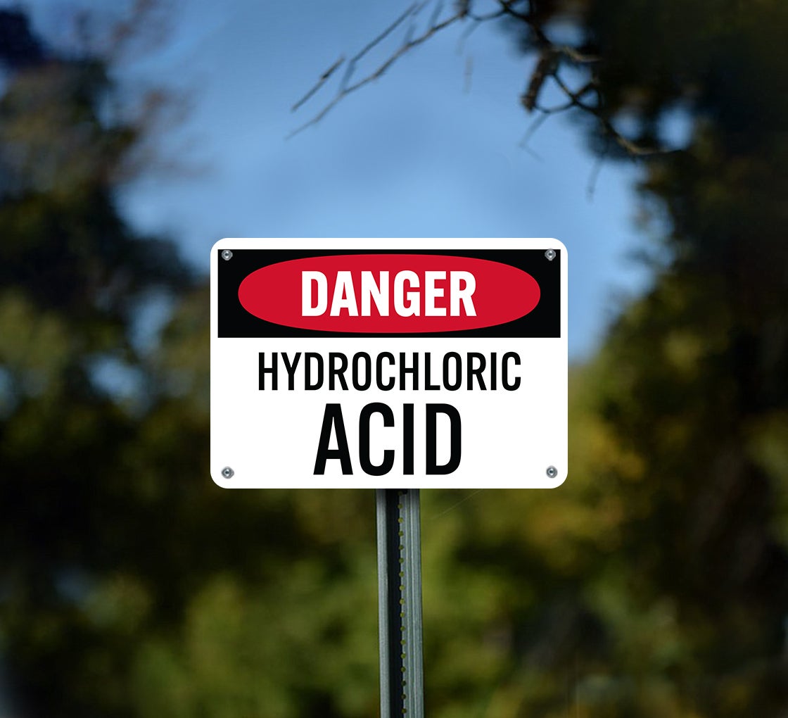 OSHA Hydrochloric Acid Aluminum Sign (Non Reflective)