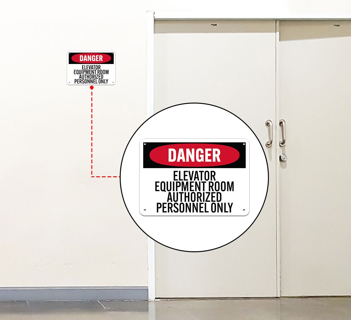 OSHA Elevator Equipment Room Authorized Personnel Only Aluminum Sign (Non Reflective)