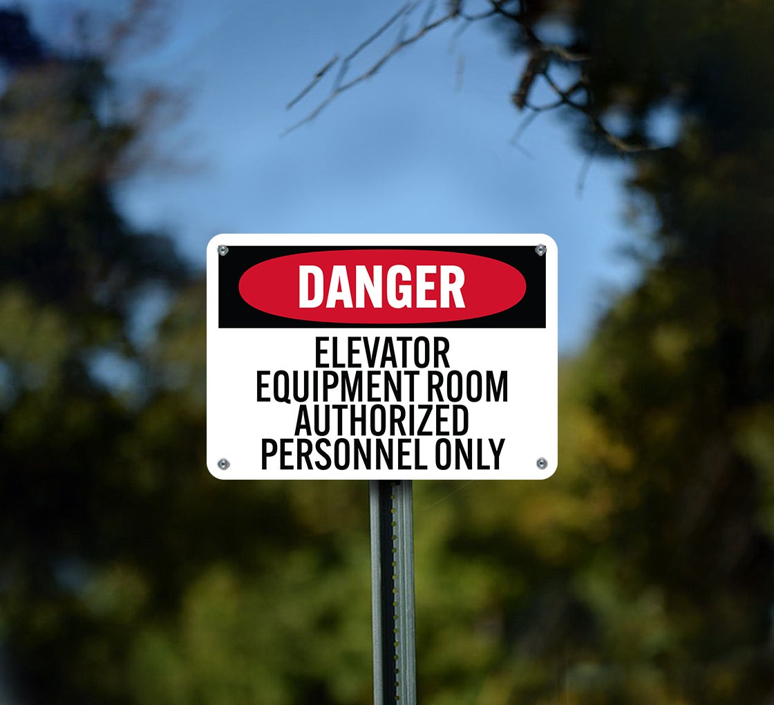 OSHA Elevator Equipment Room Authorized Personnel Only Aluminum Sign (Non Reflective)