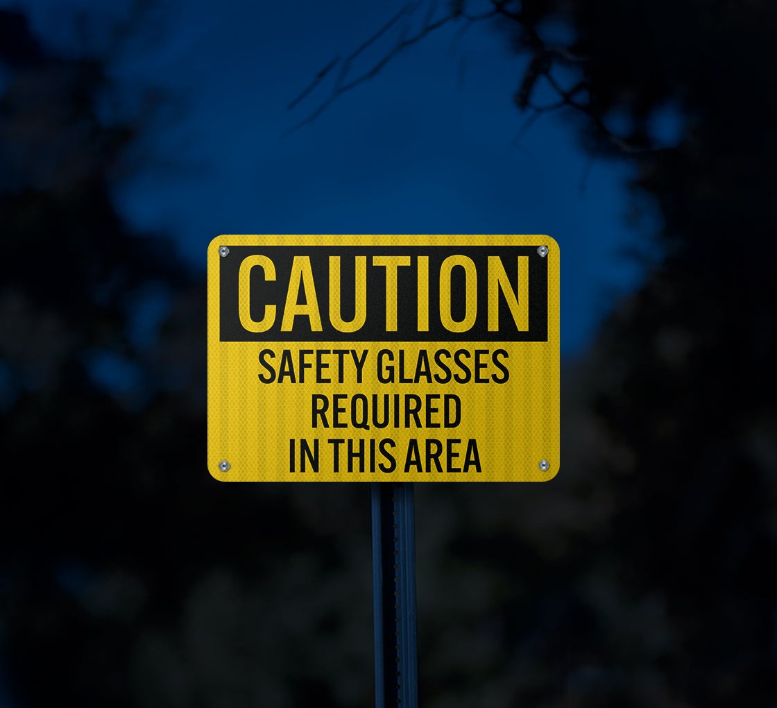 PPE Safety Glasses Required Aluminum Sign (EGR Reflective)