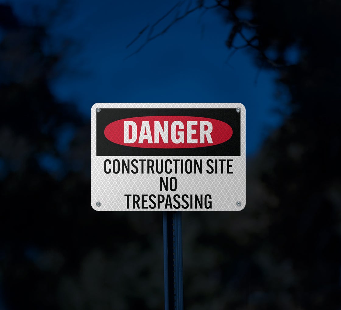 OSHA Construction Site No Trespassing Aluminum Sign (Diamond Reflective)
