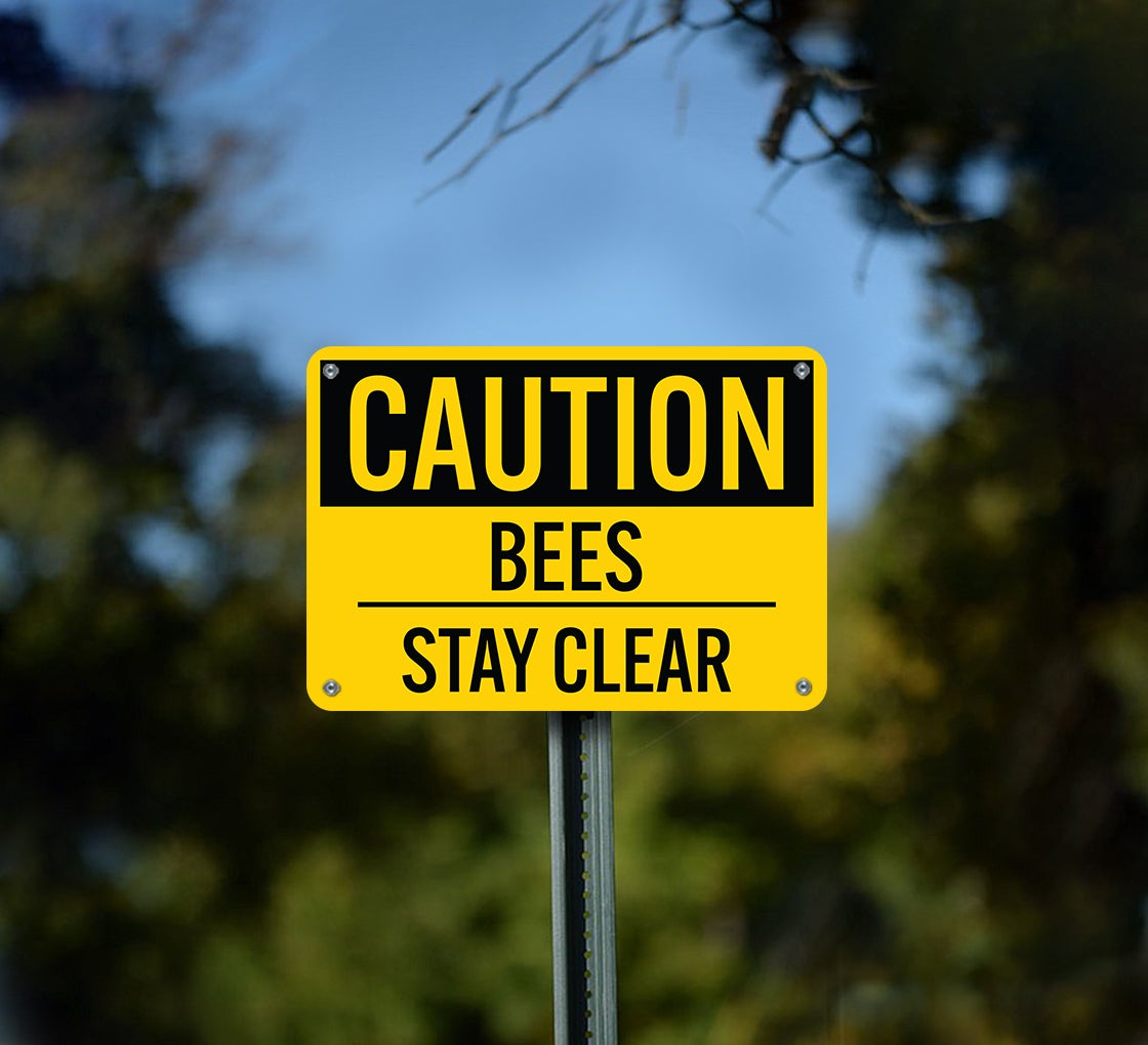 Warnschild 'Caution Bees Stay Clear' – 30,5 X 20,3 Cm, Reflektierendes Aluminium, Wetterfest