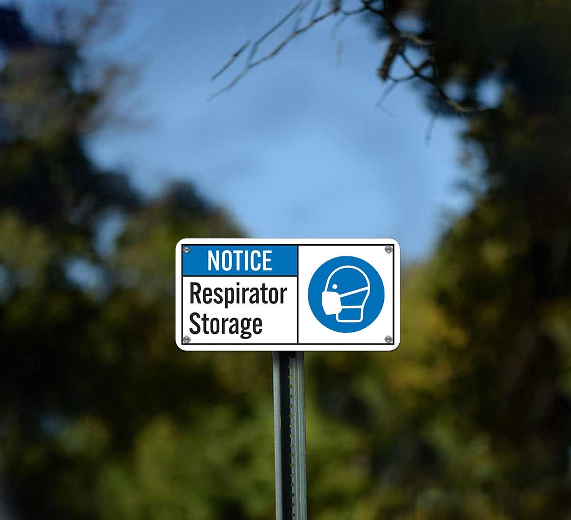 Respirator Storage Plastic Sign