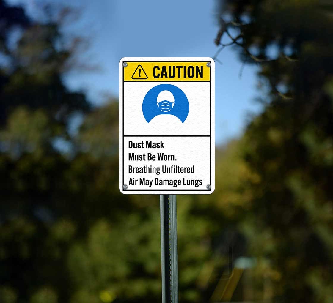 ANSI Dust Mask Must Be Worn Plastic Sign