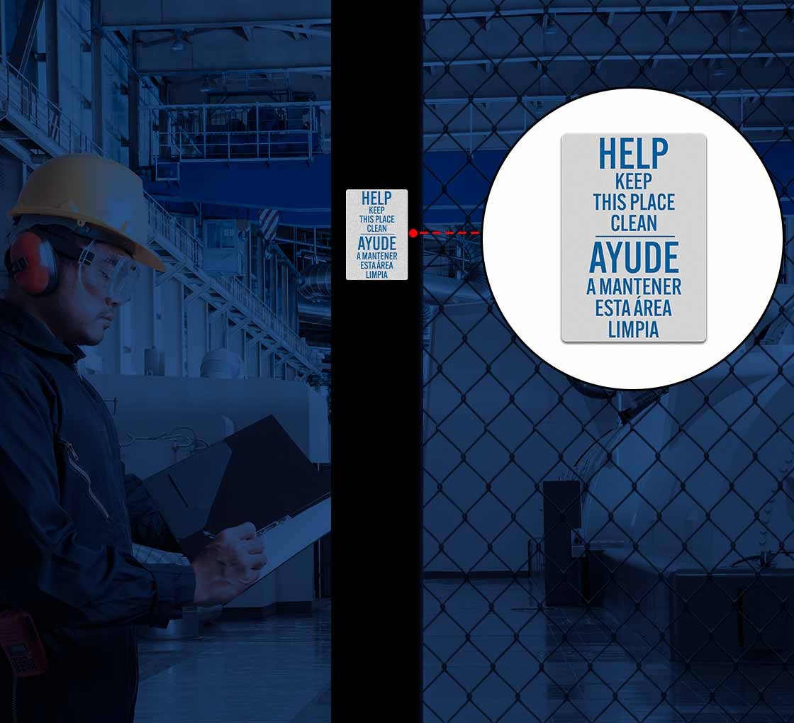 Bilingual Help Keep Clean Decal (Reflective)