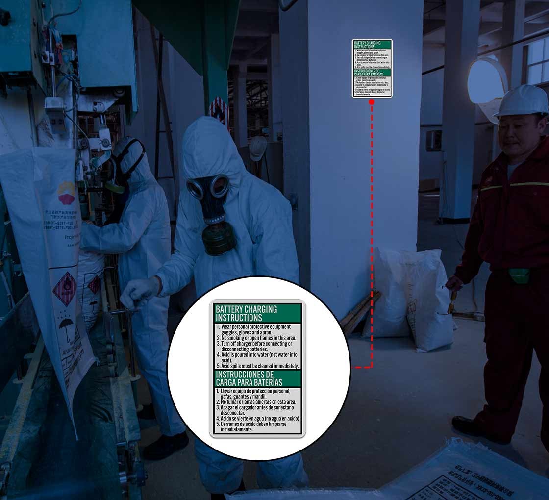 Bilingual Battery Charging Area Decal (Reflective)