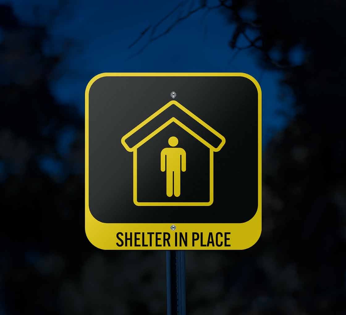 Shelter In Place Aluminum Sign (Reflective)