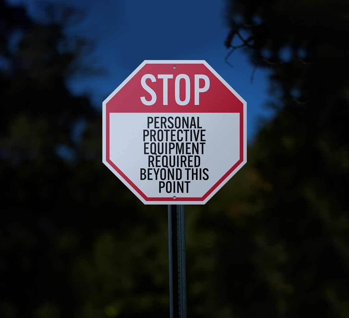 Stop Personal Protective Equipment Required Beyond This Point Aluminum Sign (Reflective)