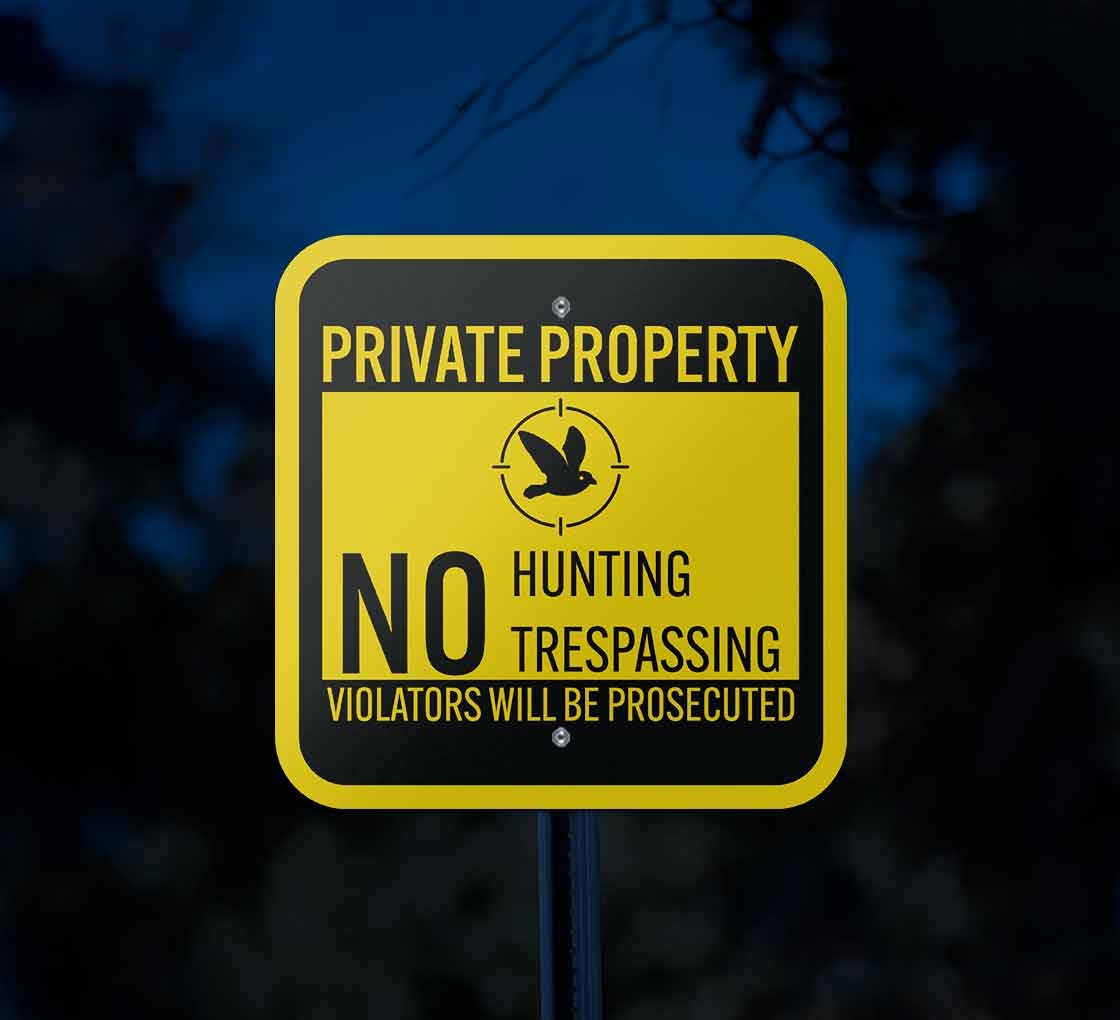 Private Property No Hunting No Trespassing Aluminum Sign (Reflective)
