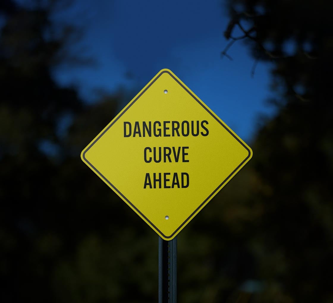 Warning Dangerous Curve Ahead Aluminum Sign (Reflective)