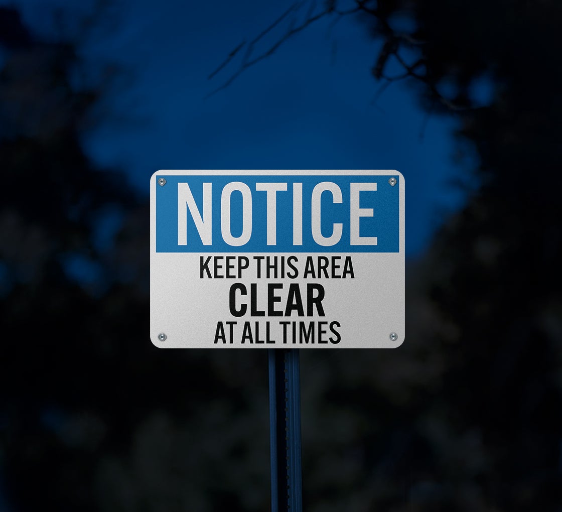 OSHA Notice Keep This Area Clear All Times Aluminum Sign (Reflective)