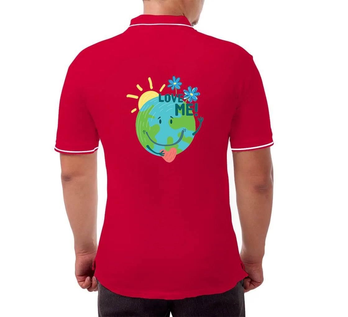 Men's Red Polo Shirt - Printed