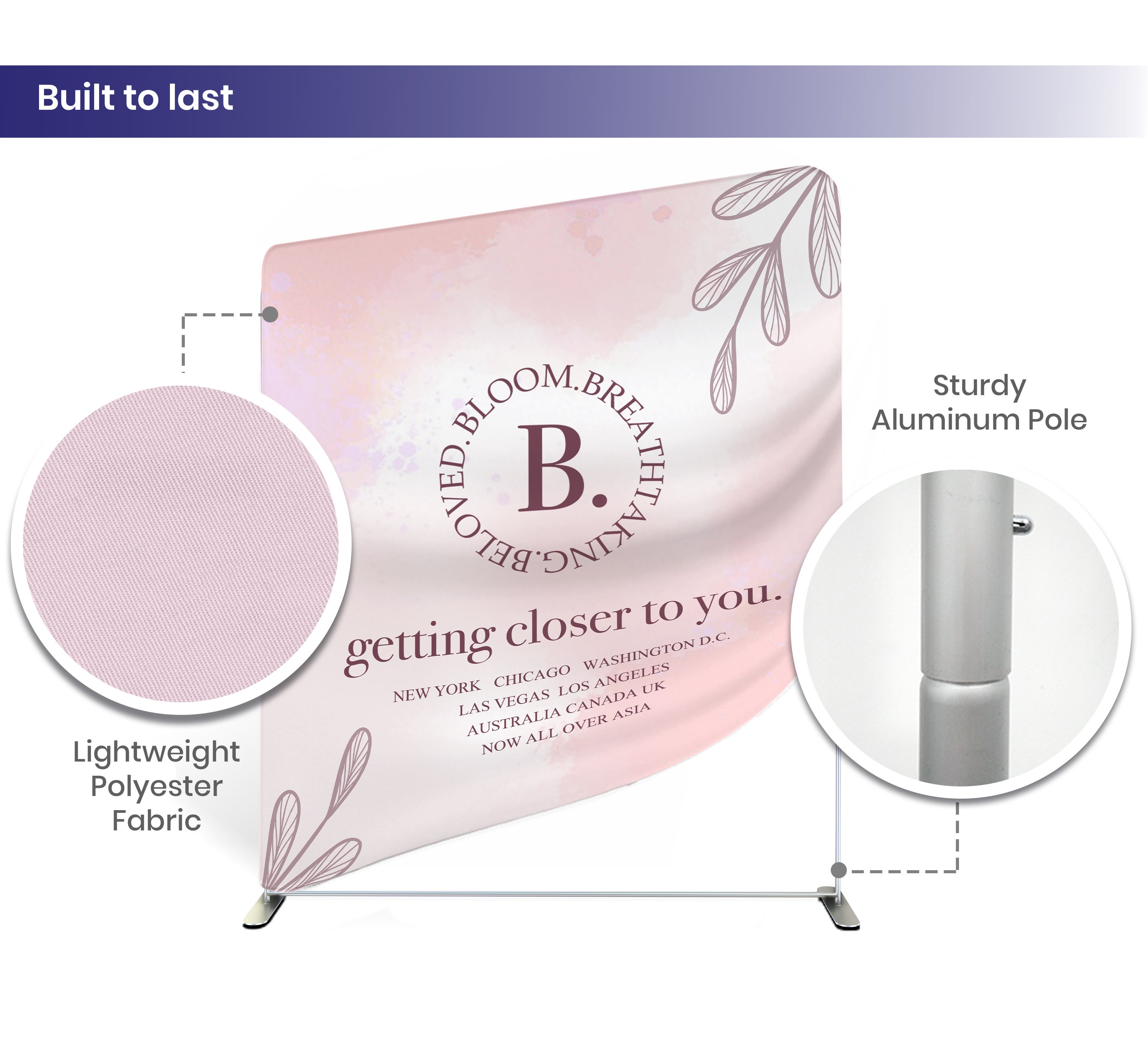20ft Inline Trade Show Booth – Tension Fabric Display with Podium