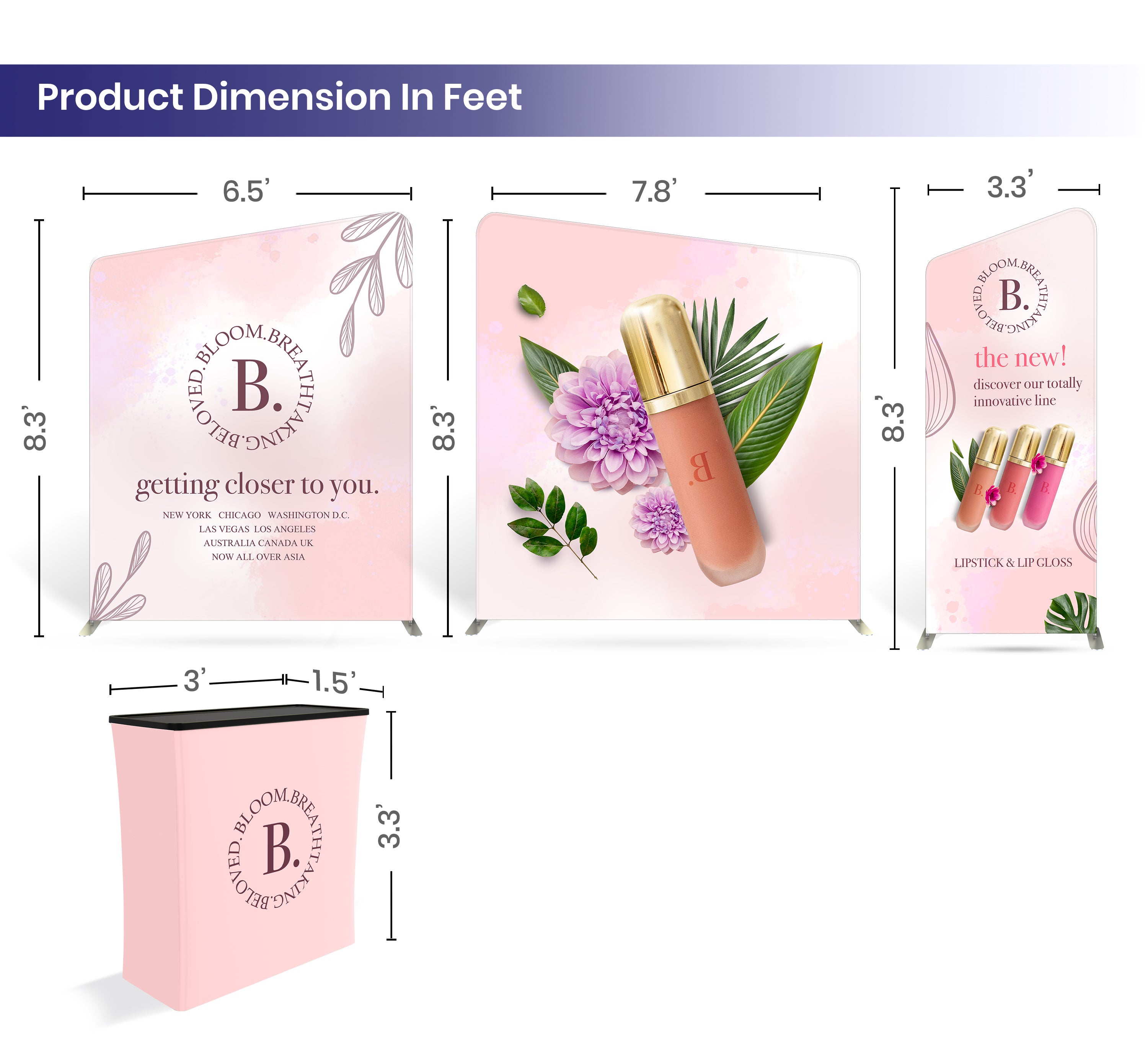 20ft Inline Trade Show Booth – Tension Fabric Display with Podium