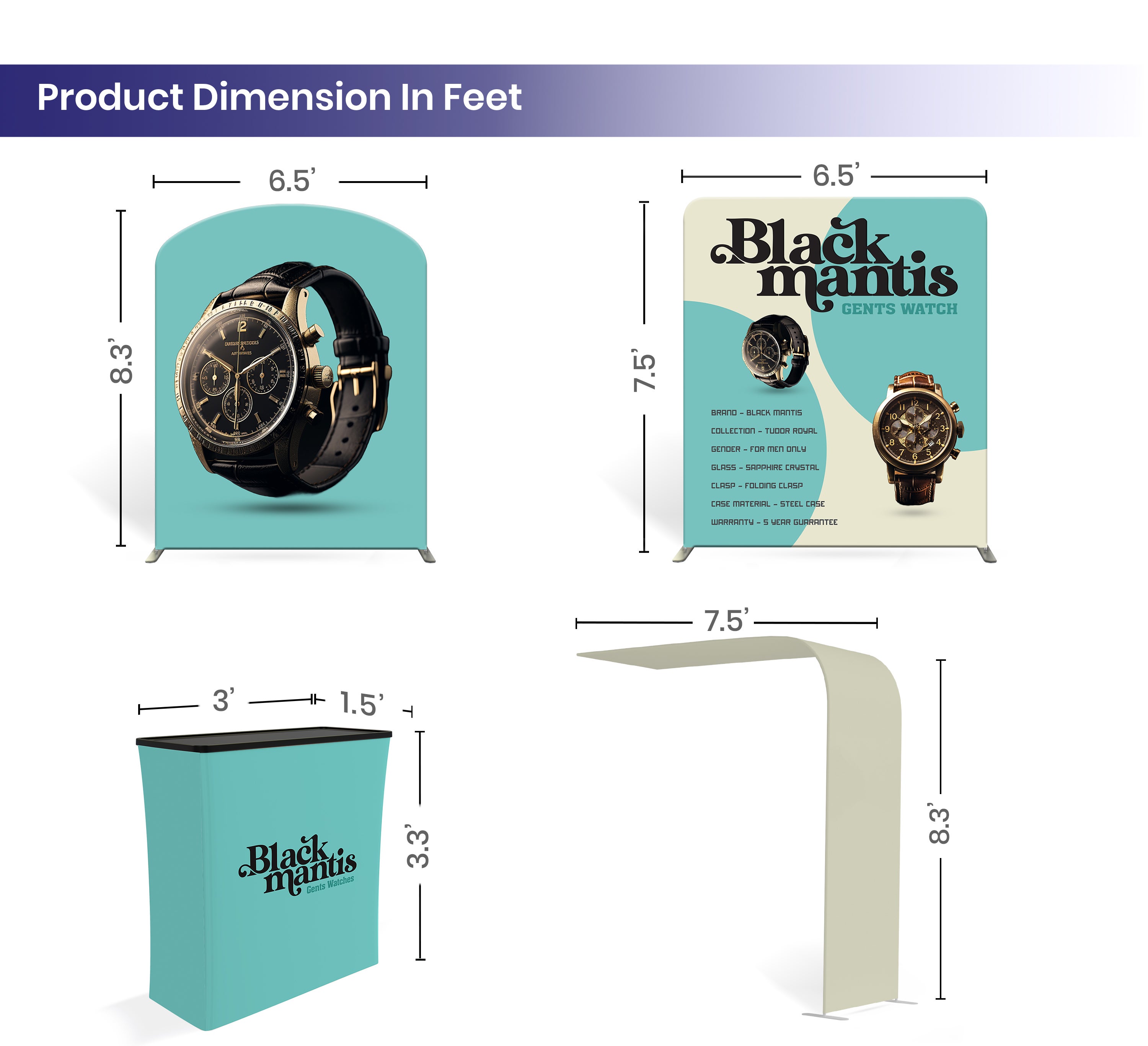 20ft Inline Trade Show Booth – Complete Display Package with Dual Podiums & Banner Stand