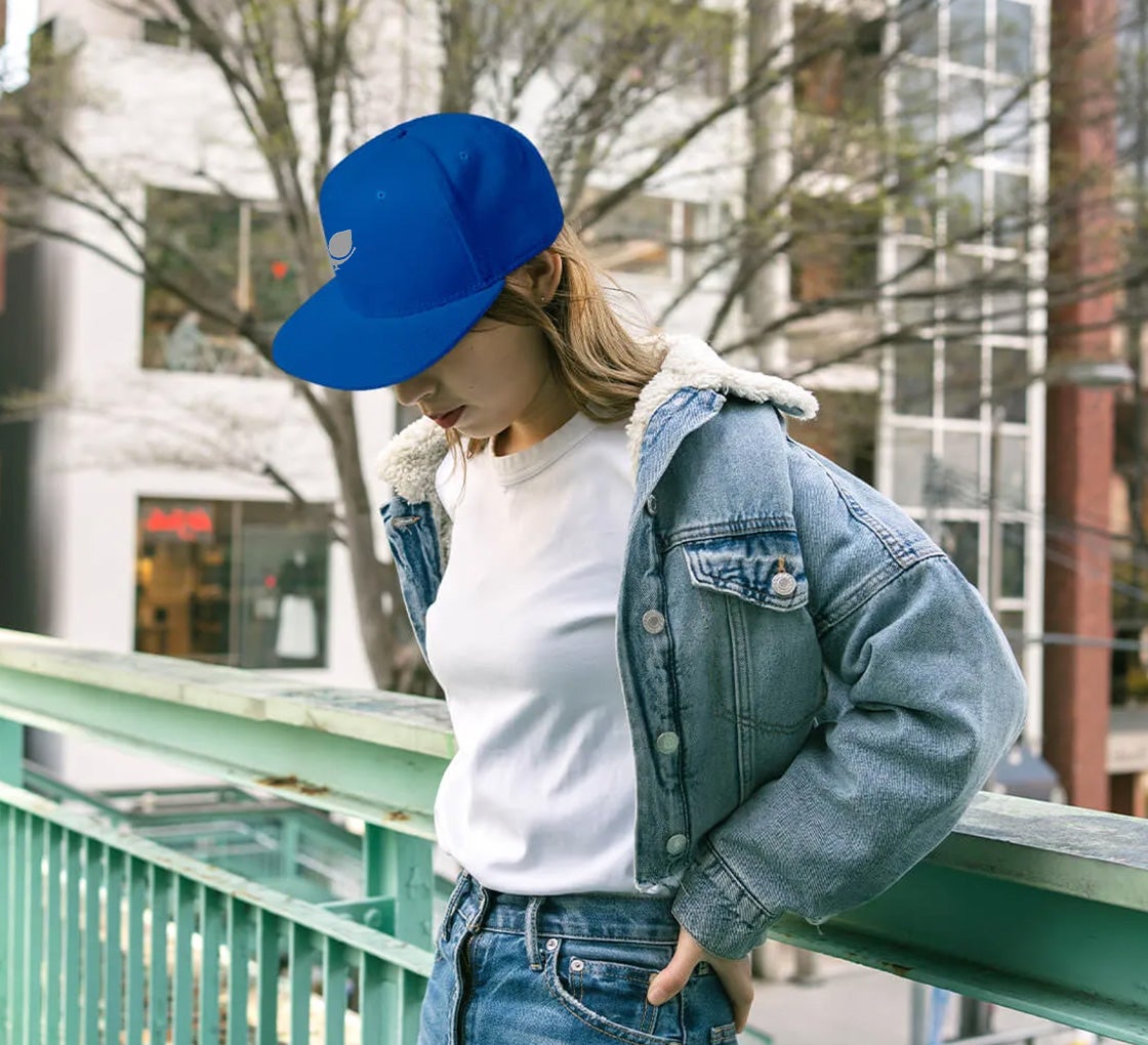 Custom Personalized Snapback Hat - Embroidered Text, Adjustable Size, Flat Bill, Hip Hop Style, White