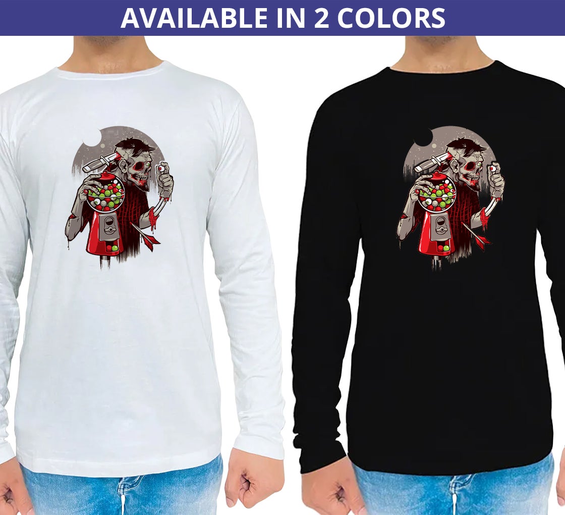 Buy Men's Printed Long Sleeve Organic T shirt - Crew Neck
