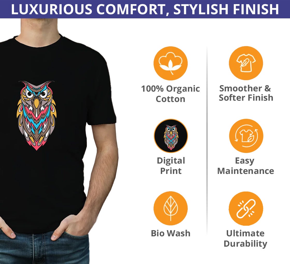 Men's Printed Organic T shirt - Crew Neck