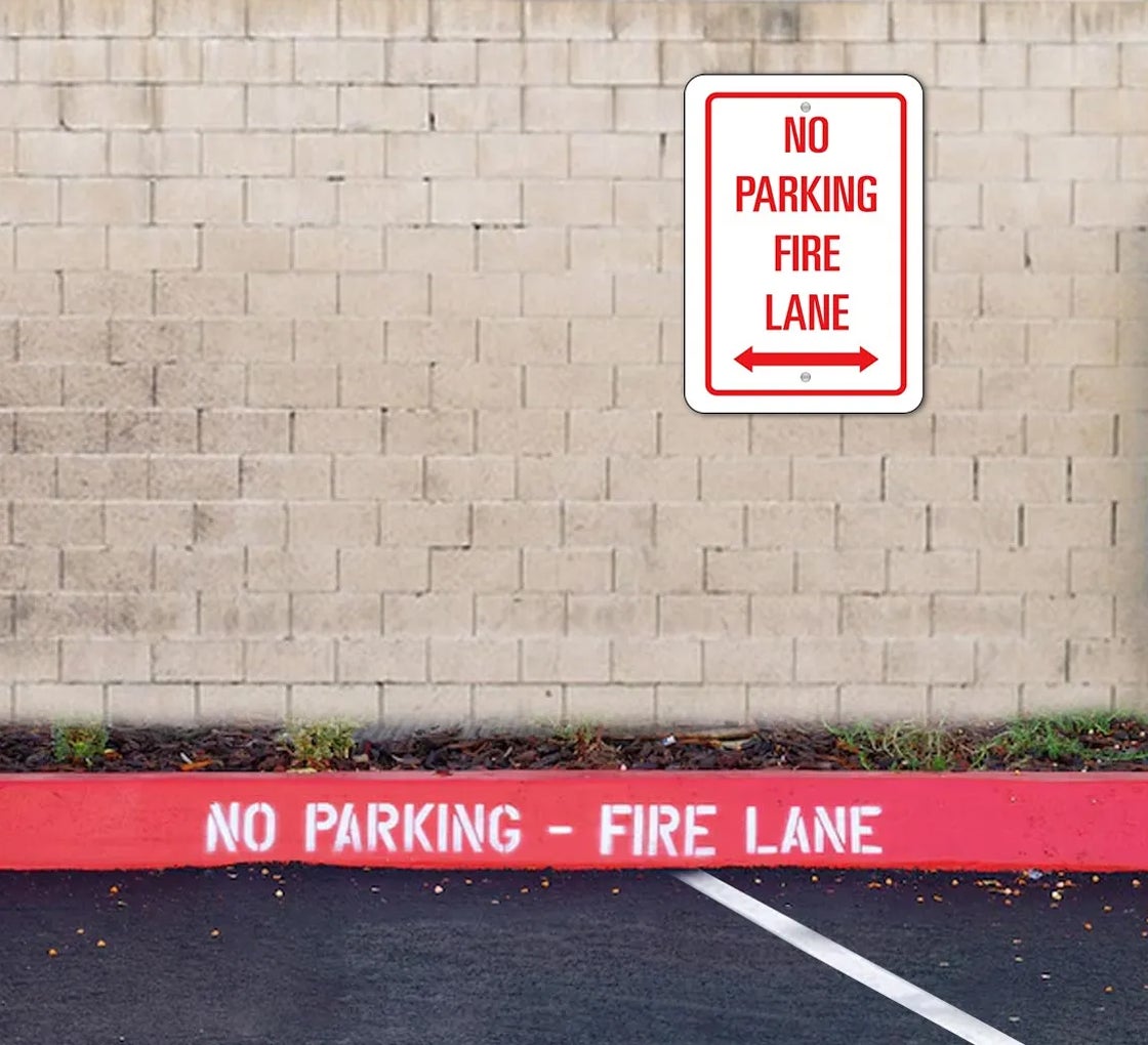 Afterprints 'No Parking Any Time Fire Lane' Aluminum Metal Sign – Novelty Decor - View #2