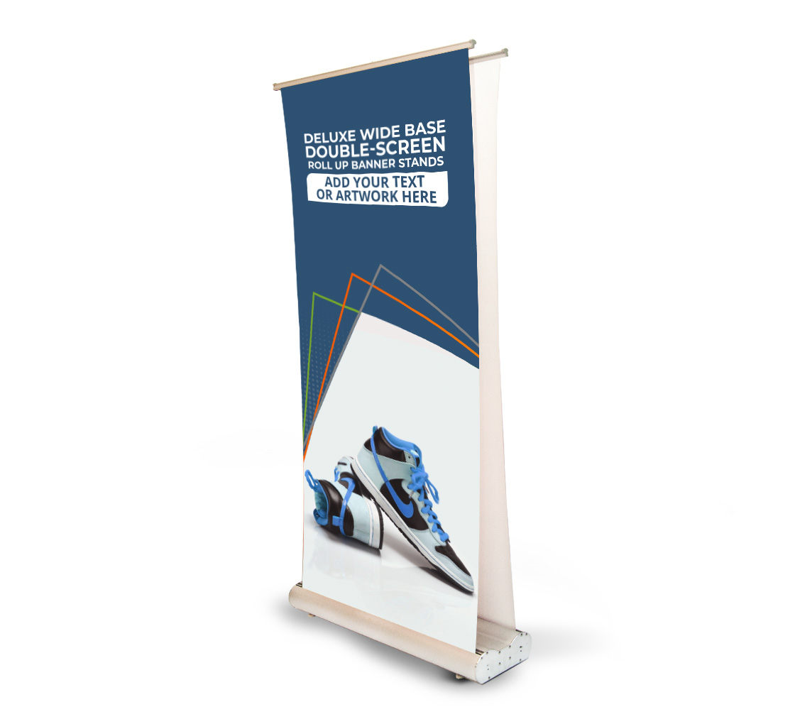 A4 Mini Table Advertising Banner Stand 8" Wide 12" Tall Roll signage display. 
