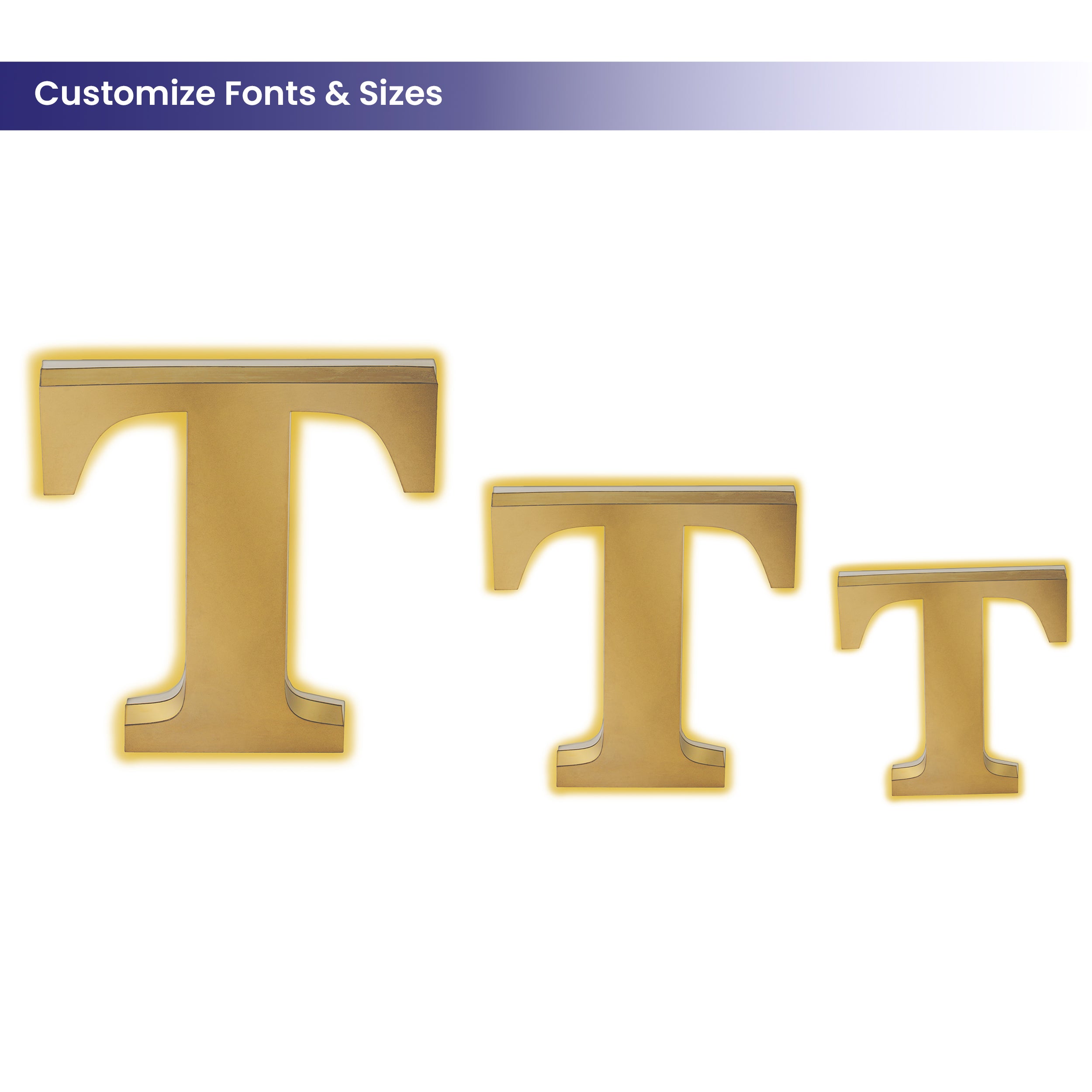 Halo Lit Brass Letters