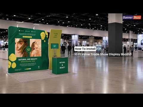 10ft Inline Trade Show Booth Fabric Backwall Display with Counter & Lighting | Installation Guide