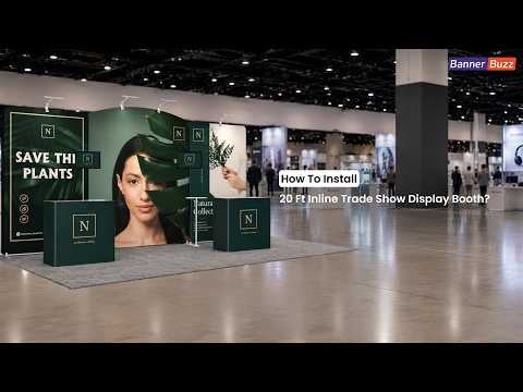 20ft Inline Trade Show Booth | Fabric Backwall Display with Counters & Lighting