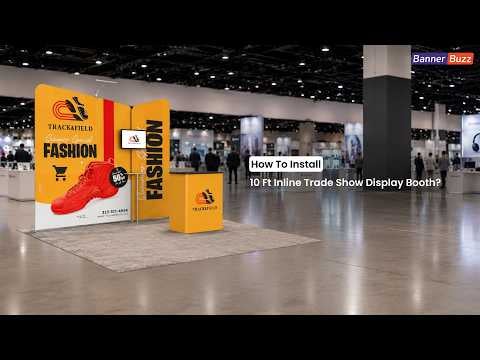 10ft Inline Trade Show Booth- Fabric Backwall Display with Counter & LED Lights Installation