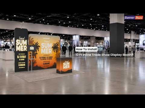 10ft Inline Trade Show Booth Installation Guide | Portable Backwall Display with Counter & Shelving