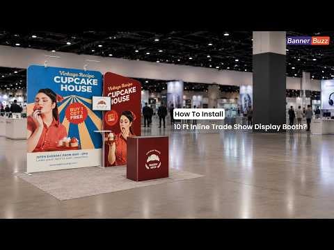 10ft Inline Trade Show Booth Setup | Backwall Display with Counter & Storage | BannerBuzz