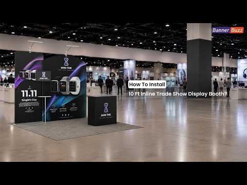 10ft Inline Trade Show Booth Installation| Portable Backwall Display with Counter | BannerBuzz