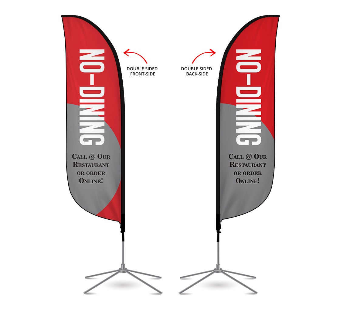 Pre-Printed No Dining Order Online Feather Flag