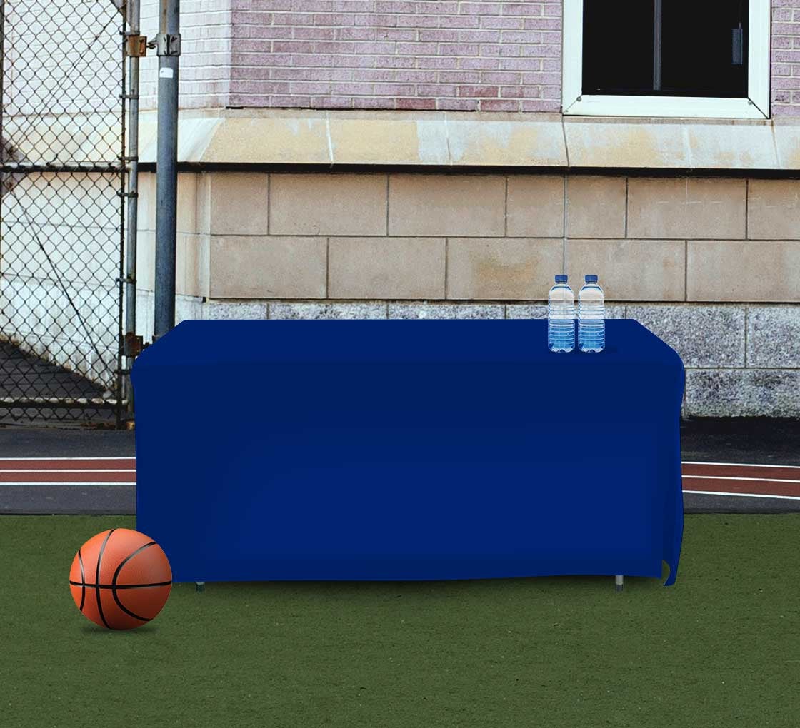 6' Open Corner Table Covers - Blue - 4 Sided