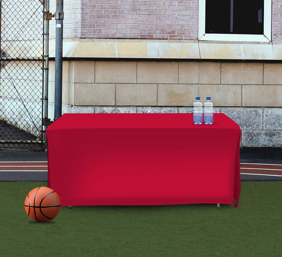6' Open Corner Table Covers - Red - 4 Sided