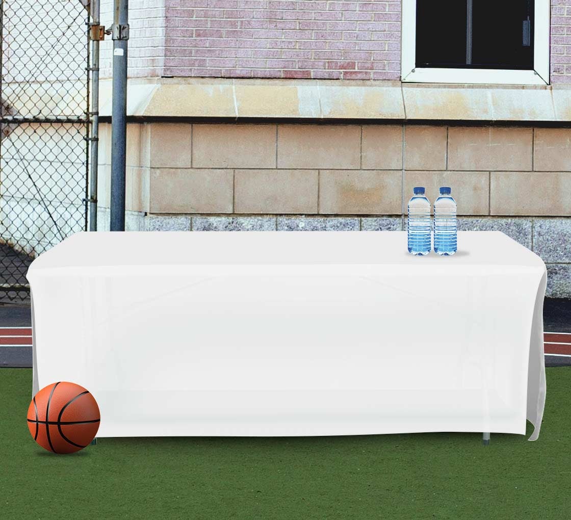 8' Open Corner Table Covers - White