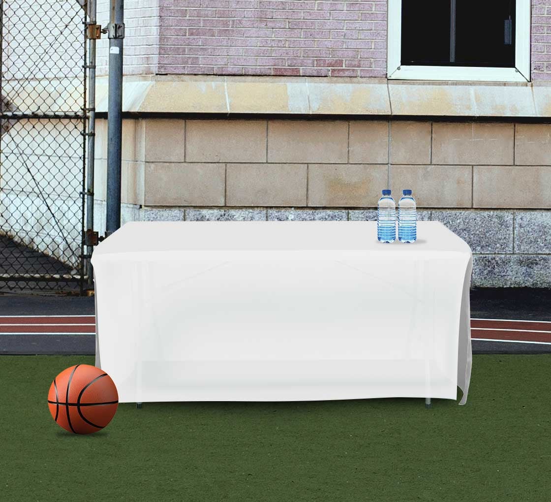 6' Open Corner Table Covers - White - 4 Sided