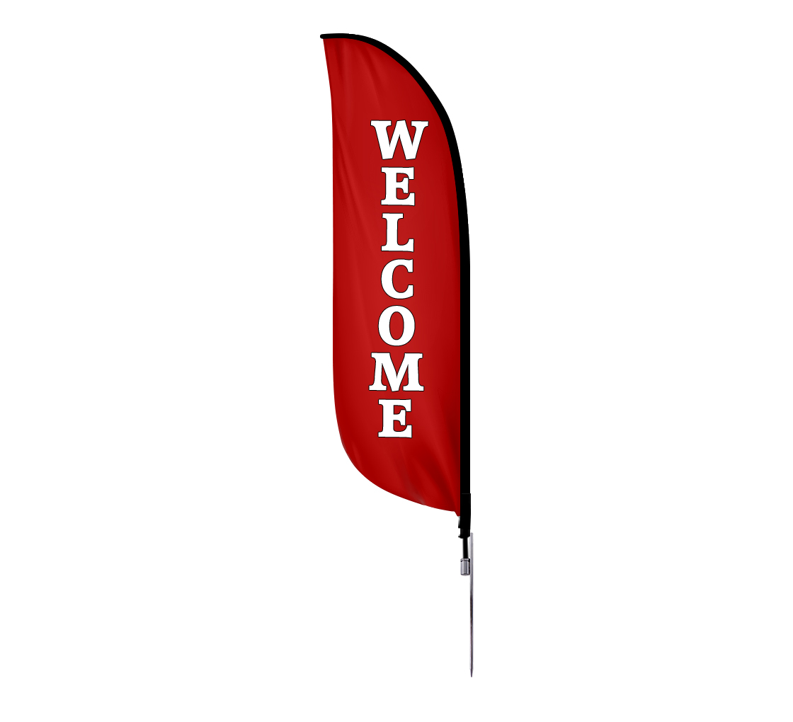 CHINESE FOOD Red Fast Swooper Flag Tall Curved Vertical Feather Bow Banner Sign 