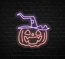Pumpkin Witch Hat Neon Sign
