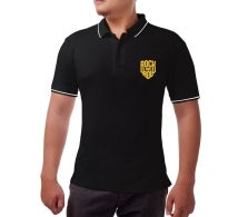 Men's Black Cotton Polo Shirt- Printed