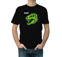 Men's Black Printed T-Shirt - Crew Neck