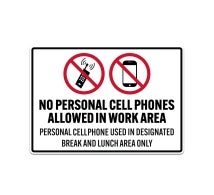 No Personal Cell Phones Decal (Non Reflective)