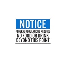 OSHA No Food & Drink Beyond This Point Decal (Non Reflective)