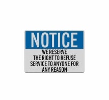 OSHA Notice Right To Refuse Service Decal (Reflective)