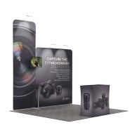 10ft Inline Trade Show Booth - Portable Backwall Display with Counter & Shelving