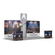 20ft Inline Trade Show Booth - Portable Backwall Display with Counters & LED Lights