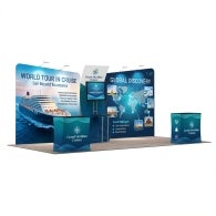 20ft Inline Trade Show Booth - Modular Backwall Display with Counters & LED Lighting