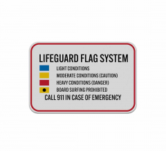 Lifeguard Flag System Aluminum Sign (Reflective)