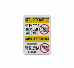 Bilingual Security Notice Aluminum Sign (Reflective)